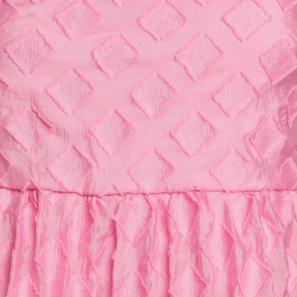 NEW Pink Burnout Diamond Tie-Strap Babydoll Crop Top - Picture 3 of 5